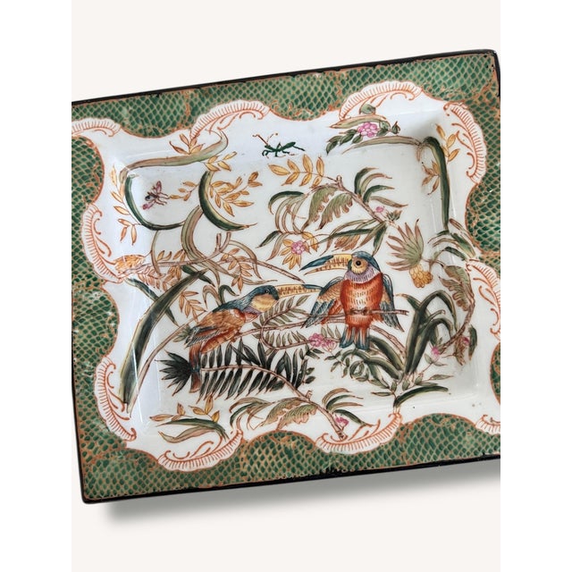 Gien Vintage Gien France “Oiseaux De Paradis” Faience Vide Poche Tray For Sale - Image 4 of 14