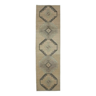 Vintage Turkish Oushak Handmade Wool Runner For Sale