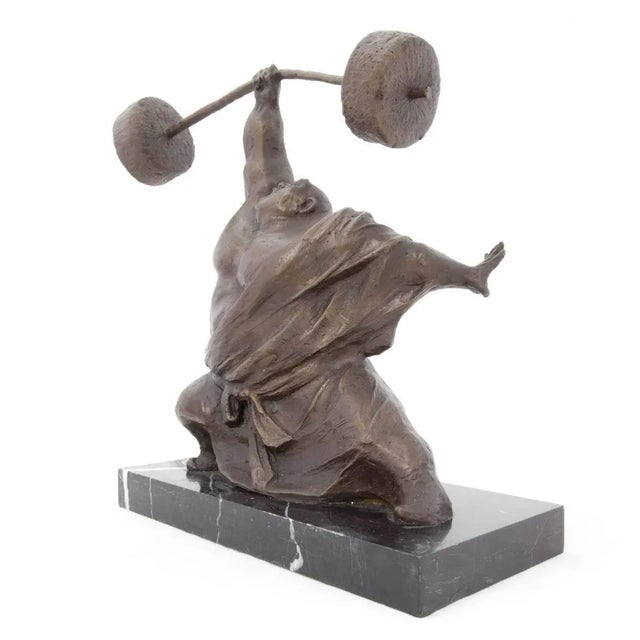 Yaohui Wu, Weight Lifter Chinese Contemporary Art Bronze Sclupture, 2001 For Sale - Image 4 of 5