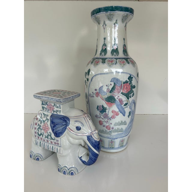 Ceramic Vintage Mid Century Chinoserie Elephant Garden Plant Stand For Sale - Image 7 of 7