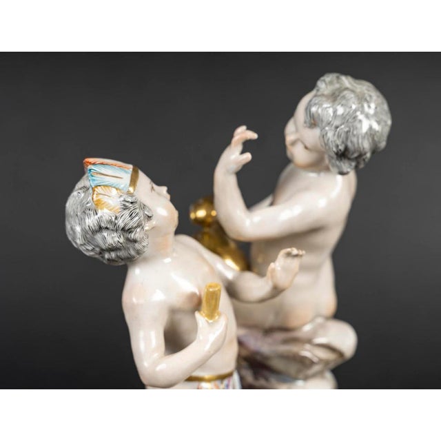 Gold Antique Figurines from Meissen Porcelain, Set of 2 For Sale - Image 8 of 12
