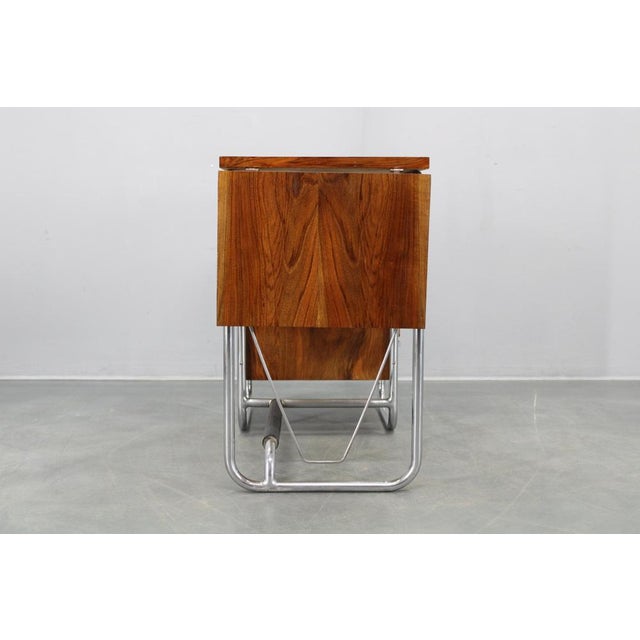 Bauhaus Children's Desk with Drop Leaf in Walnut and Chrome, 1930s For Sale - Image 15 of 17