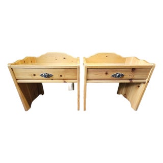Pair of Mid-Century Swedish Pine Nightstands/Bedside Tables For Sale