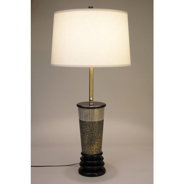 An impressive and visually stunning XLarge atomic Mid Century Modern sculptural "Charleton" Hand Decorated Glass & Black...