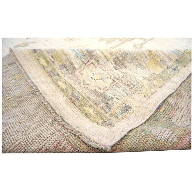 Olive 21st Century Turkish Oushak Wool 9x13 Olive, Charcoal & Ivory Handmade Area Rug #1144138 For Sale - Image 8 of 9