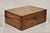 Antique English Victorian Burl Walnut Small Lap Desk Box with Fitted Interior. Item features working lock and key, small...