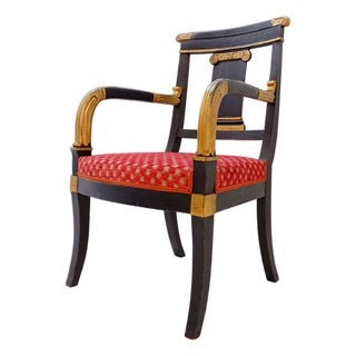 Empire Style Black and Gold Armchair, 1800s For Sale
