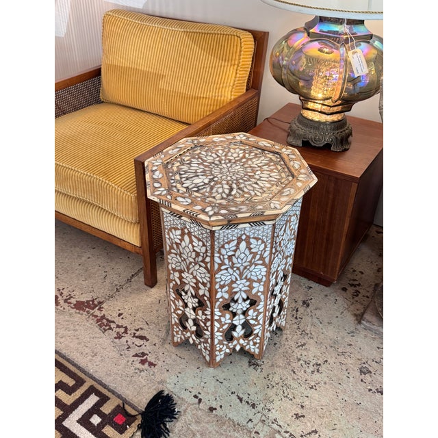 Antique Mid-19th Century Mother-of-Pearl Inlaid Octagonal Side Table For Sale - Image 4 of 8