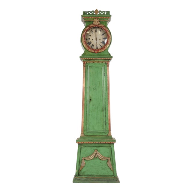 Green Frøken Longcase Clock from Bornholm, 1790s For Sale
