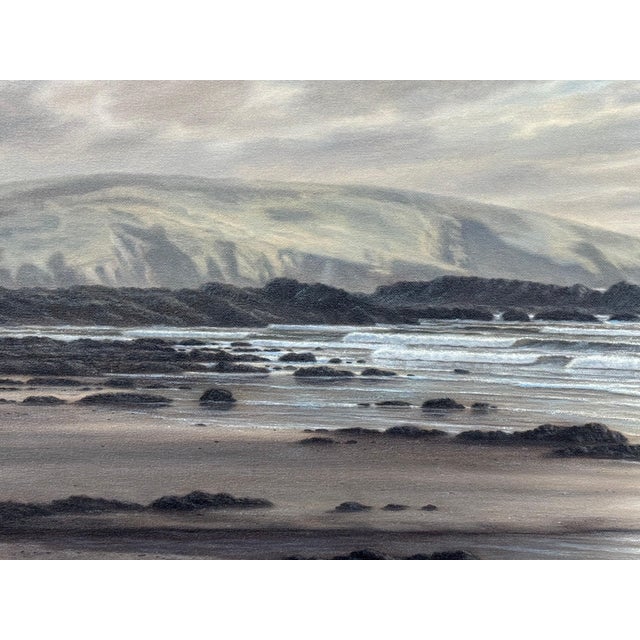 Tucker Beach Seascape Painting of the Devon Coastline at Sunrise on South Coast of England 1990 Circa For Sale - Image 4 of 14