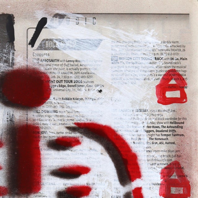 Red Dot Pulse - Original Pop Street Art Acrylic Painting on Newspaper by Gary John For Sale - Image 4 of 6