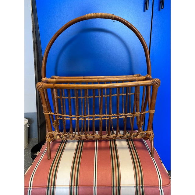 MidCentury Modern Rattan Magazine Rack For Sale - Image 9 of 10