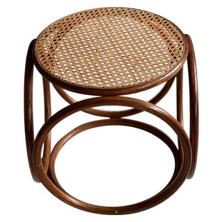 Late 20th Century Thonet Style Bentwood and Cane Side Table or Stool For Sale