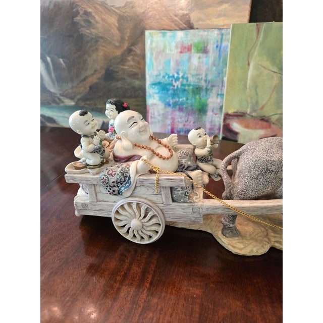 Ornamental & Decorative Materials Mid Century Hollywood Glamour Sculpture Buddha Carriage For Sale - Image 7 of 16