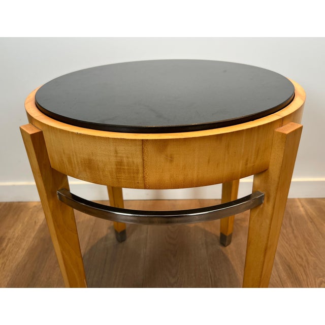 Black 1940s Sycamore veneer and chrome The Pedestal with marble top For Sale - Image 8 of 12