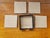 This is a Set of 4 Vintage Woven Leather Drink Coasters in Holder. Each measures 4" x 4". The pieces are in excellent...