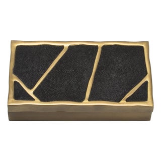 Modern Box in Black Shagreen With Bronze Patina Brass by R&y Augousti For Sale