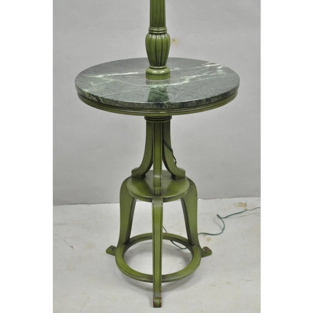 Mid-Century Modern Mid 20th Century Hollywood Regency Tommi Parzinger Style Green Marble End Table Floor Lamp - Pair For Sale - Image 3 of 18