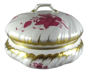 Herend Chinese Bouquet Raspberry Bon Bon Bonbonniere Candy Dish
