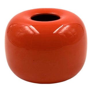 Space Age Orange Small Ceramic Vase, Sicart Italy Circa 1970 For Sale