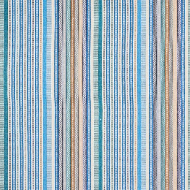 Sample - Schumacher X A Rum Fellow Ripple Stripe Fabric in Surf For Sale