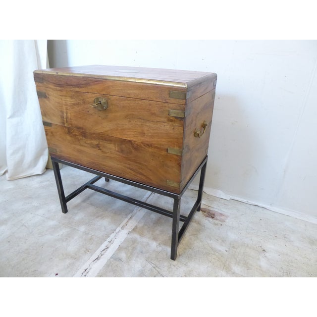 Late 19th Century Antique Camphorwood Campaign Box on Stand For Sale - Image 5 of 5
