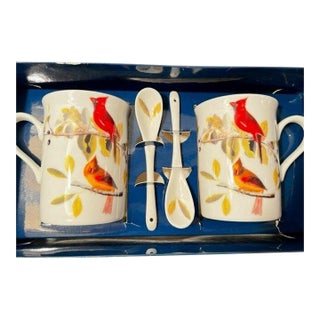 National Audubon Society Northern Cardinal Mug and Spoon Sets Godinger & Co - 4 pcs with Box For Sale