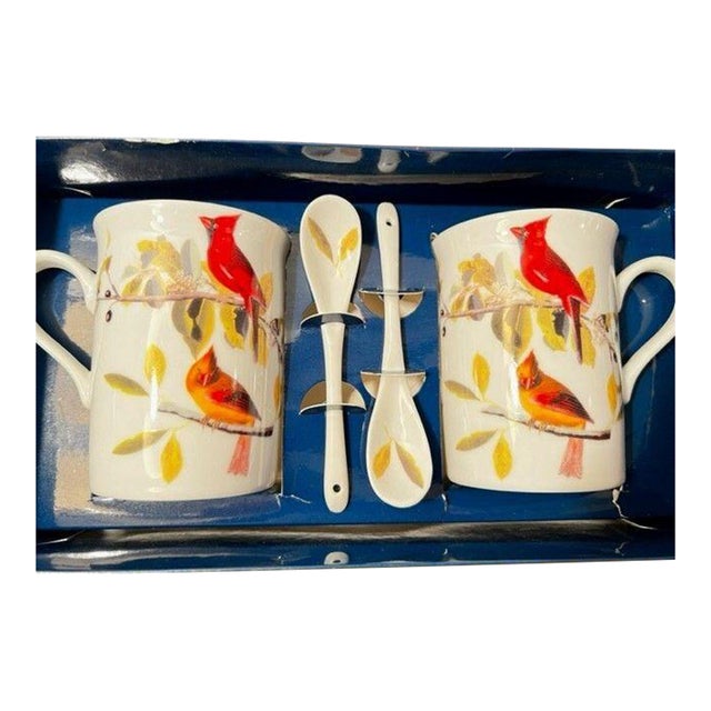 National Audubon Society Northern Cardinal Mug and Spoon Sets Godinger & Co - 4 pcs with Box For Sale