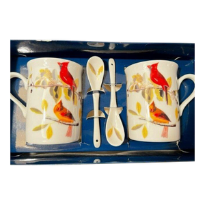 National Audubon Society Northern Cardinal Mug and Spoon Sets Godinger & Co - 4 pcs with Box