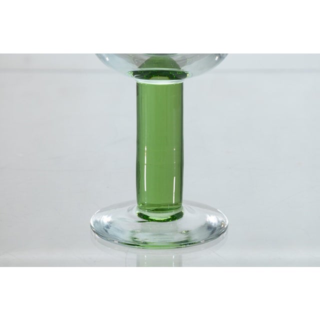 Late 20th Century Sagaform Modernist Handblown Wine or Cocktail Glasses With Green Bases - Set of 16 For Sale In Detroit - Image 6 of 6