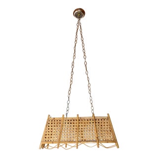 Caned and Rattan Chandelier For Sale