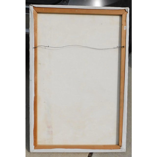 Mid-Century Modern Vintage 1950s Abstract Oil Painting Signed Jg For Sale - Image 3 of 5