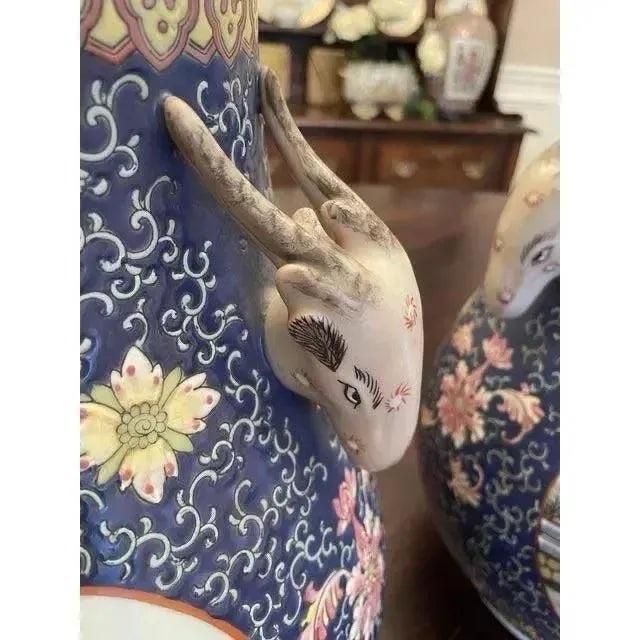 Blue Mid 20th Century Chinese Statement Cachepot Vase- A Pair For Sale - Image 8 of 10