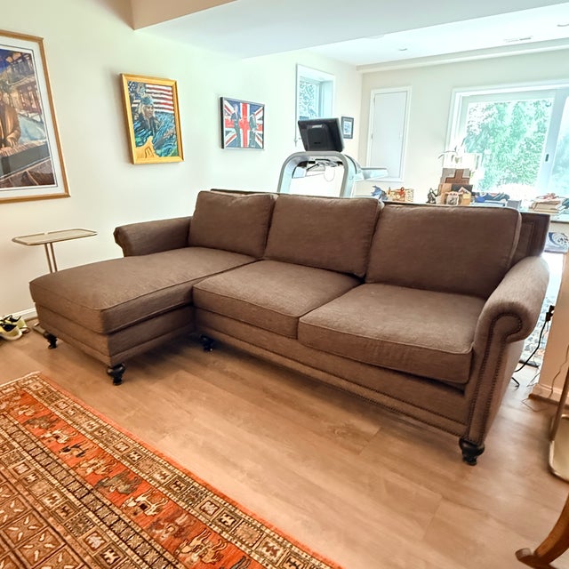 Bernhardt Roll Arm Sofa With Chaise For Sale - Image 12 of 12