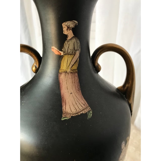Antique Italian Neoclassical Basalt Grecian Style Porcelain Urn Vase For Sale - Image 12 of 13