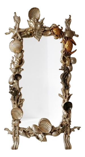 Venetian Grotto Style Hand-Carved Shell Mirror