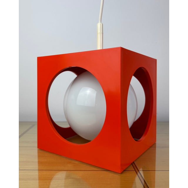 Space Age Minimalistic Yellow Cube Pendant by Richard Essig, Germany, 1970s For Sale - Image 11 of 16