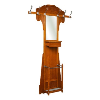 Art Nouveau Oak Wardrobe For Sale