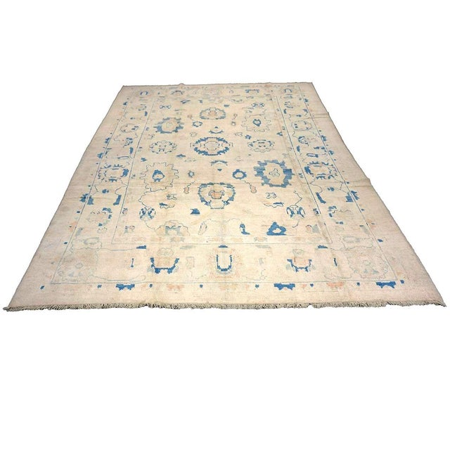 Condition: New Origin: Turkey Design: Oushak Actual size: 7'11" X 10'7" Thickness: 1/8" - 1/4" Colors: Ivory, Blue, Peach,...