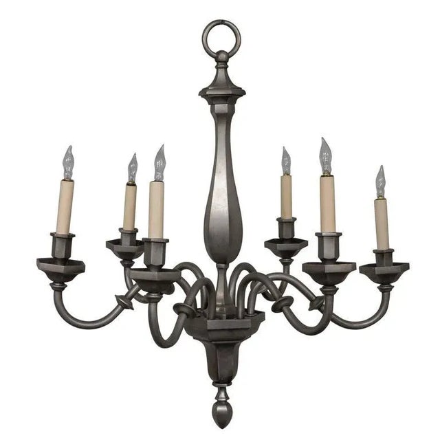 1940s French Small Pewter Finish Chandelier For Sale - Image 12 of 12
