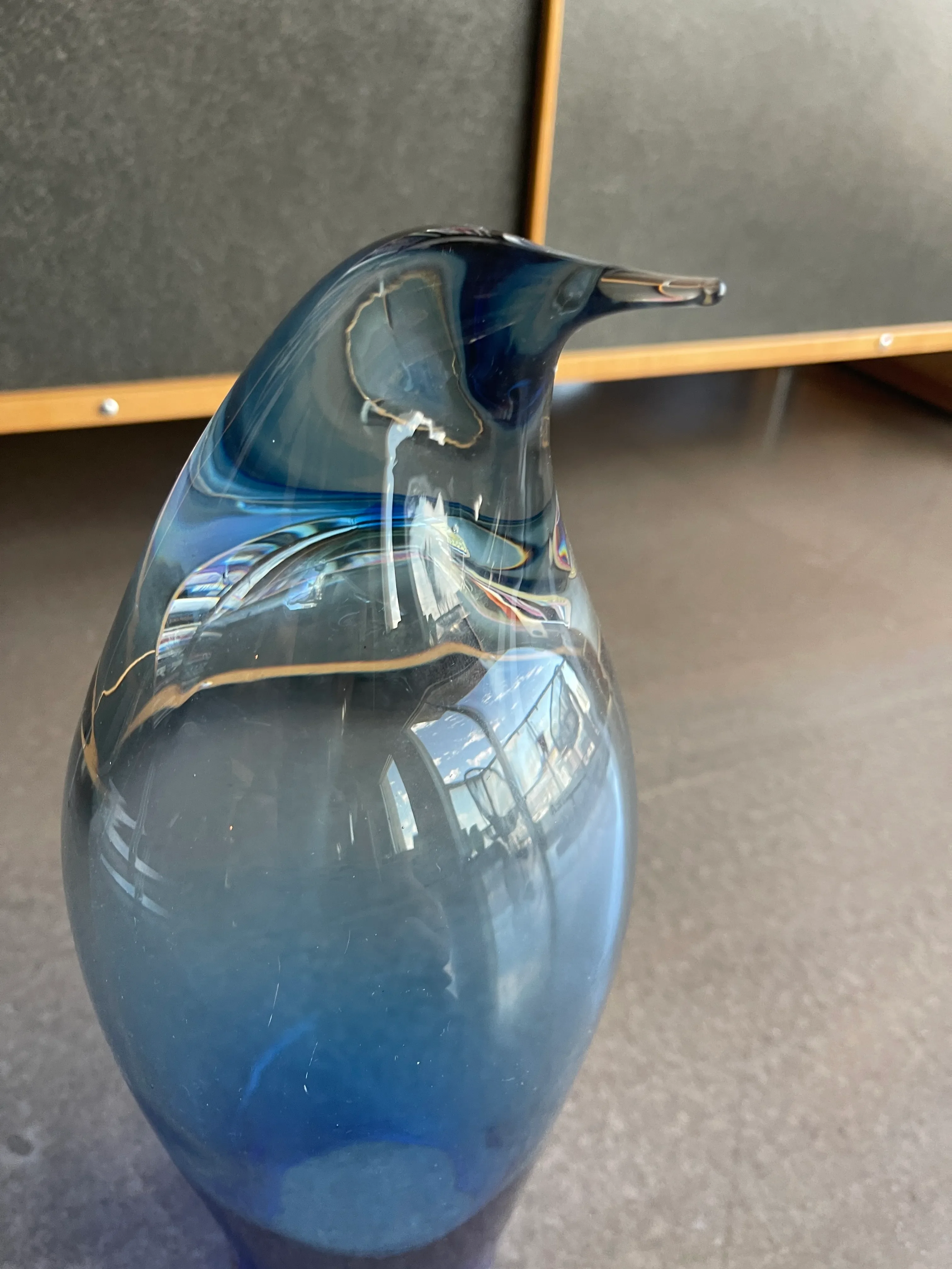1980s Don Shepherd Blenko Glass Penguin 8020l Crystal Cased