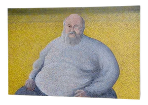 Vintage Acrylic Cross Hatch Portrait of a Man by Rowe C.1985