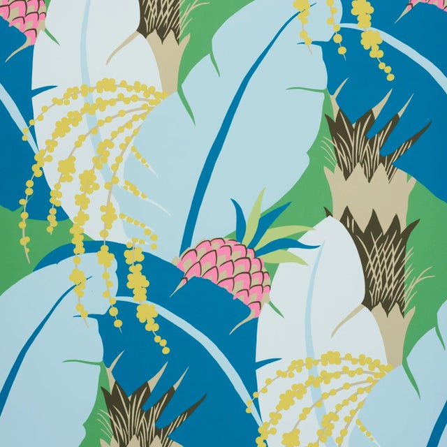 Early 21st Century Schumacher X Paul Poiret Ananas Wallpaper in Peacock For Sale - Image 5 of 6