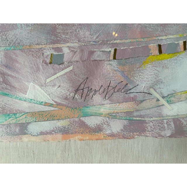 Metal 1980's Large Pair of Vintage Mixed Media Collage Expressionist Paintings, Signed For Sale - Image 7 of 12