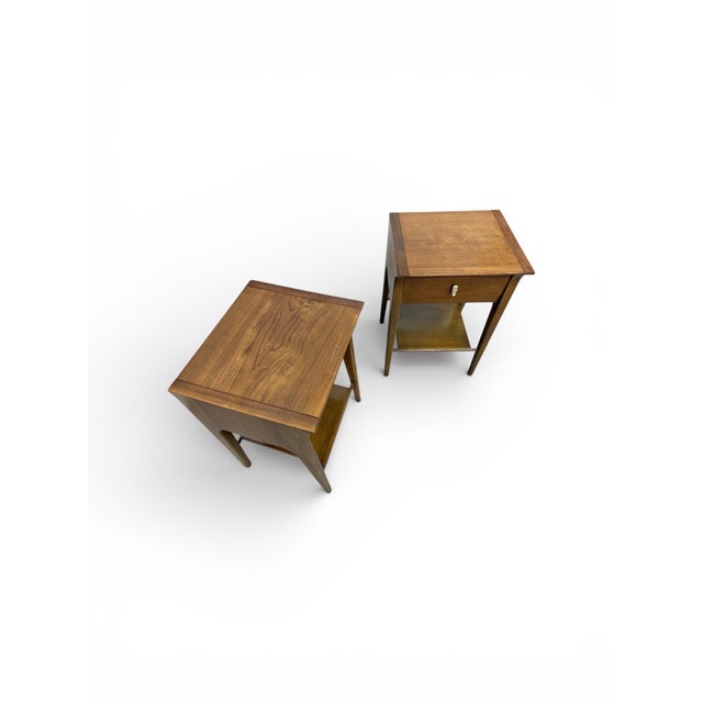 Drexel Mid-Century Modern Drexel "Profile" Walnut Nightstands - Set of 2 For Sale - Image 4 of 9