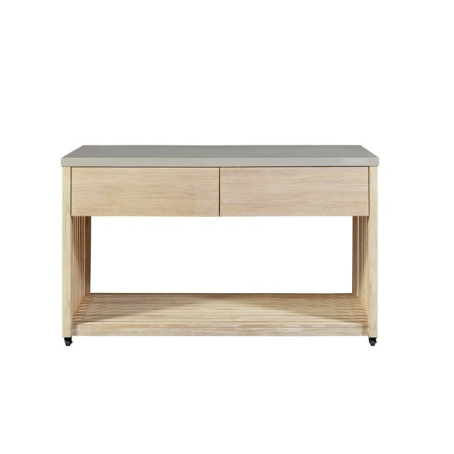 Wood Eclipse Outdoor Solid Teak Wood Natural Look Kitchen Island For Sale - Image 7 of 9