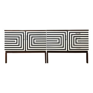 Modular Sideboard with Op Art Motif, 1970s, Set of 2 For Sale