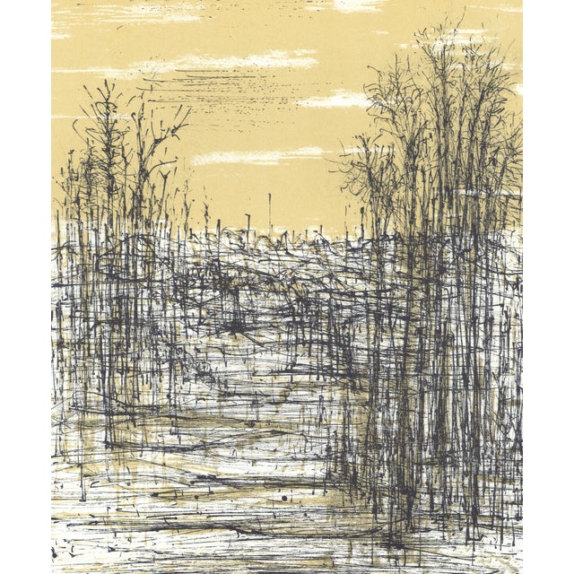 Original lithograph "Paysage" (Landscape) by Jean Carzou, published in the 1959 monograph "L'Apocalypse" by André Sauret...