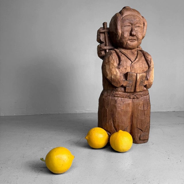 1920s Japanese Mingei Wooden Sculpture of Ninomiya Kinjirō, Shōwa Period, 1920s-1940s For Sale - Image 5 of 11
