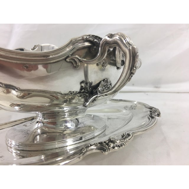 French Provincial French Sterling Silver Sauce Boat in Francis I Pattern With as Monogram For Sale - Image 3 of 7